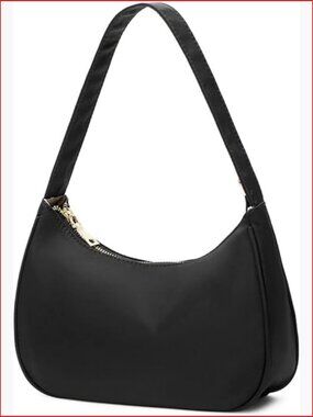 Mini Hobo Shoulder Bag with Zipper Closure, Faux Leather Tote Handbag